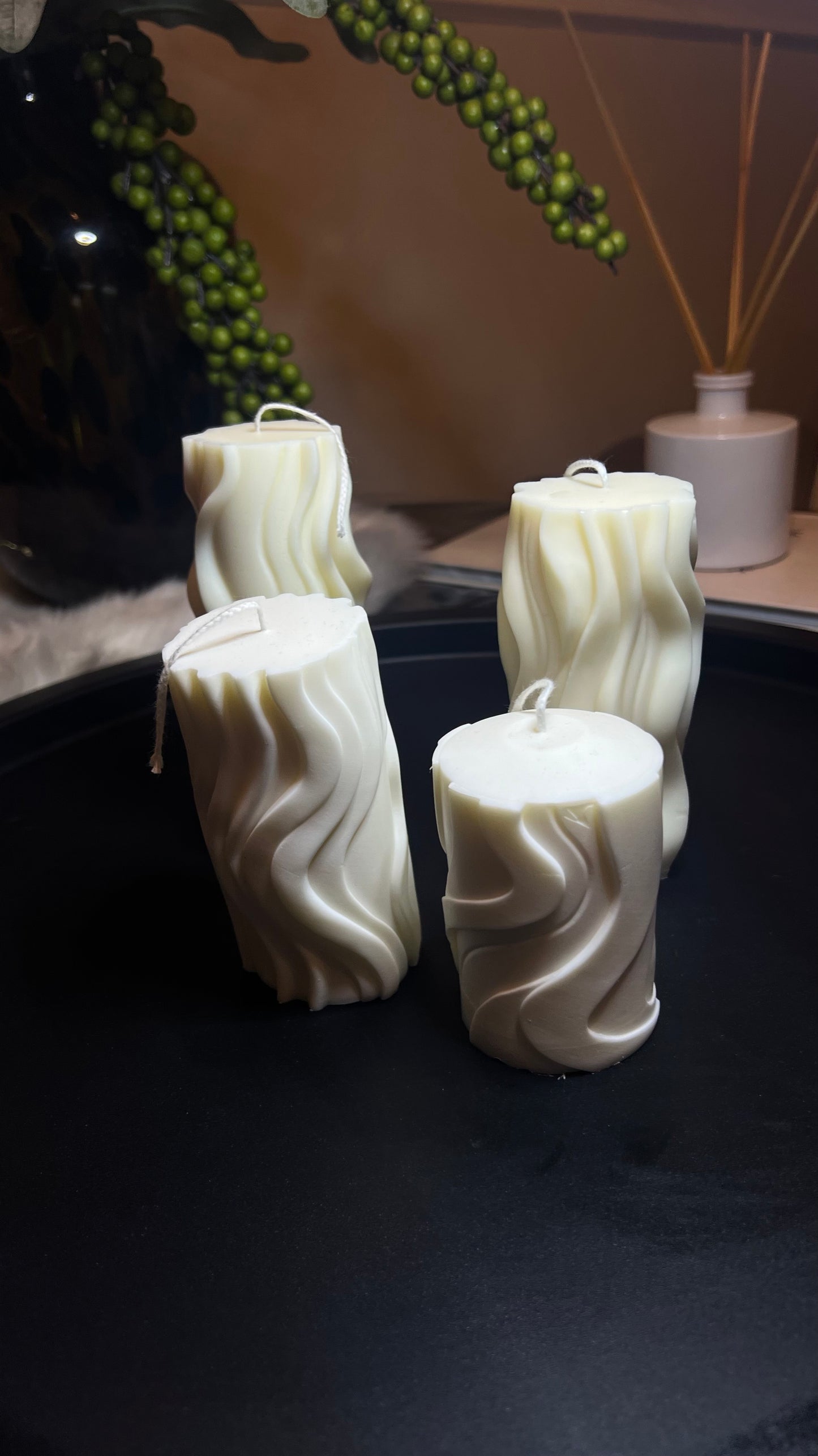 Wave pillar candle