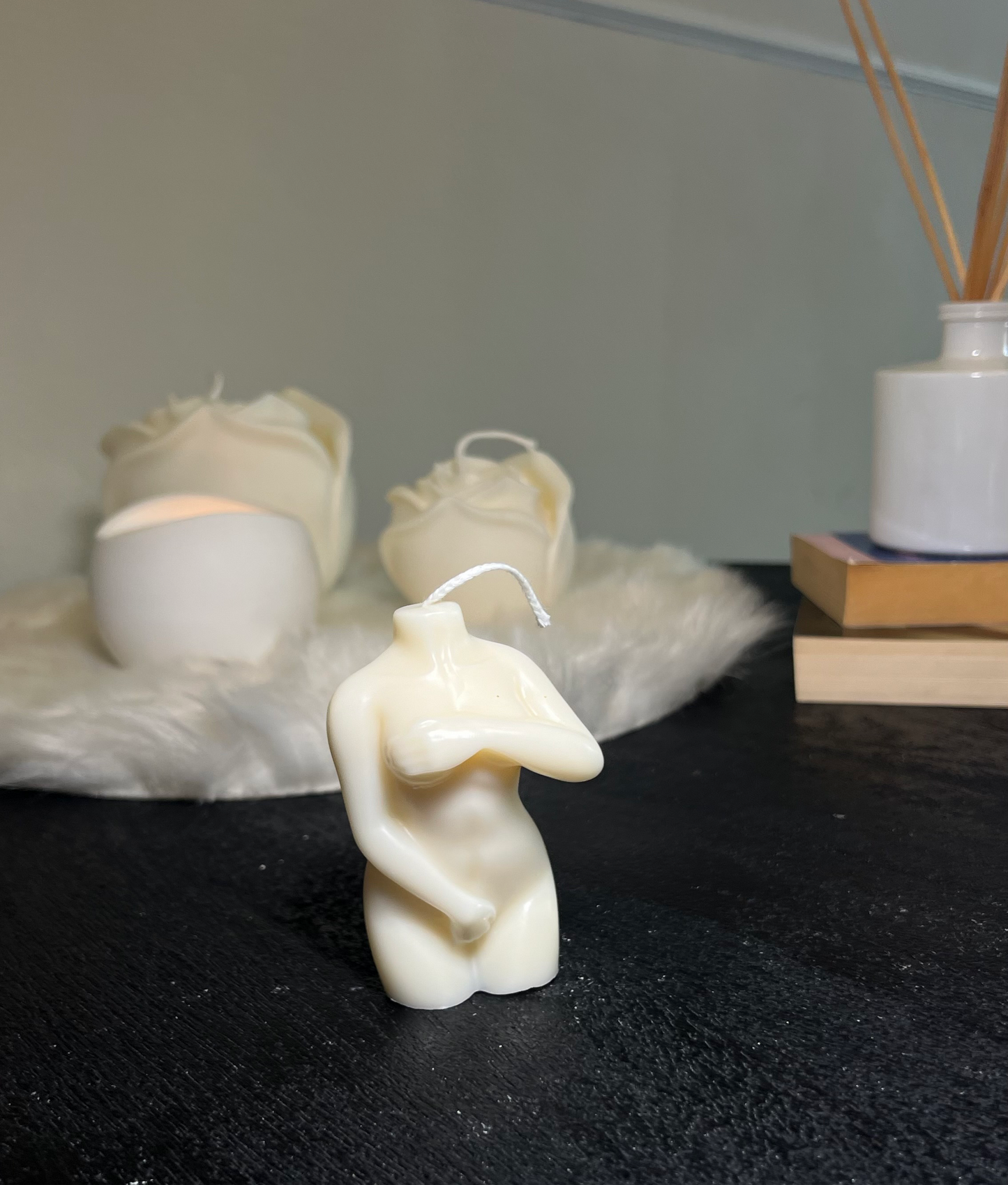 Shy woman candle