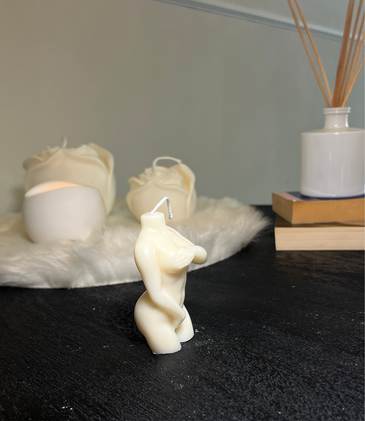 Shy woman candle